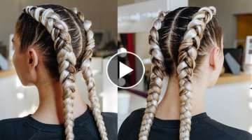 Box dutch braids hairstyle up to 1 month. How to make boxing braids for 1 month
