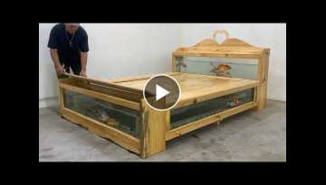 Design Ideas Crazy Woodworking Of Carpenter - Build Bed Combined With Fish Tank You Have Never Se...