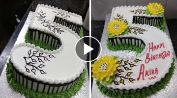 How to make Five Number cakes design Birthday cake |Five number cake easy flowers cake Recipe