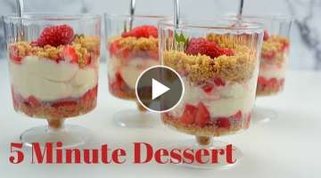 No Bake Strawberry Cheesecake Cups|Easy dessert in 5 mins
