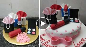 Fondant Makeup Cake Recipe |Makeup Cake Design |Makeup Birthday Cake |Makeup Cake kaishe Banaye