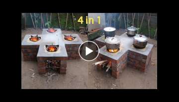 Build wood stove 4 in 1 simple \ Firewood saves the kitchen