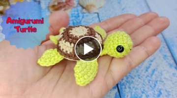 How to Crochet Baby Sea Turtle. Amigurumi Turtle Keychain. Easy Tutorial for Beginners.