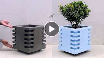 Very Beautiful And Simple Cement Flower Pot Model | How To Make Flower Pots From Foam Molds At Ho...