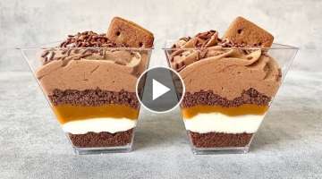 Chocolate and caramel dessert cups. Easy, quick and yummy no bake dessert.