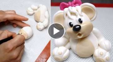 How To Make A Teddy Bear Fondant Figure | Cake Topper Idea for Baby Shower Cake