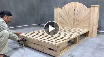 DIY - Ingenious Skills Of Carpenters - Build A Bed From Pallet Extremely Simple and Beautiful