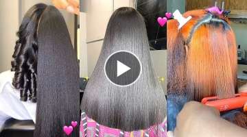 ???? SLAYED SILK PRESS TRANSFORMATION ON NATURAL HAIR - 2021 CURLY TO STRAIGHT COMPILATION ????