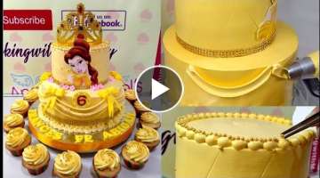 Princess Belle Cake || disney princess birthday theme cake || boiled icing