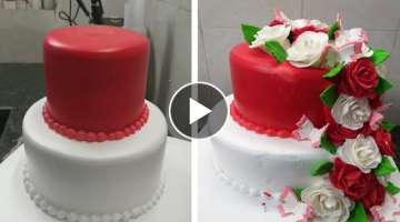Two tire Engagement Flowers cake decorating |Anniversary cake design