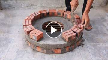 Design. Build a simple beautiful smokeless wood stove from red bricks and cement