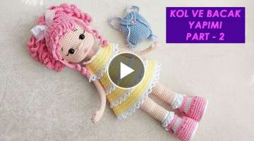 Pembe Saçlı Bebek Kol ve Bacak Yapımı 2. Bölüm (amigurumi doll Pattern)English subtitle