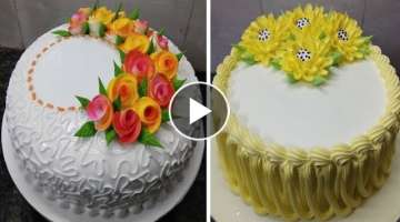 How to make Two Amazing Birthday flowers cake decorating |Pineapple cake flowers easy design