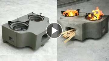 Creative ideas from cement and foam barrels - Make your own wood stove at home