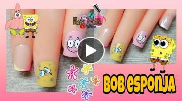 Diseño de uñas Bob esponja / uñas con Bob esponja y Patricio / Uñas decoradas caricaturas