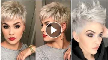 Trendy Short HairCuts & Hair Color Ideas For Gray Hair Coverage For Women Over 50 To Look Gorgeou...
