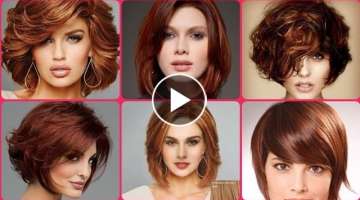 30 To 50 Years Women's | Brown Burgundy Hair's color With Bob Short | hair Cut Ideas ✴️