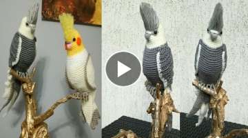 crochet white face cockatiel bird amigurumi || crochet bird || crochet bird with written pattern