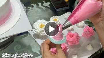 Làm bánh kem hoa | make a flower cake