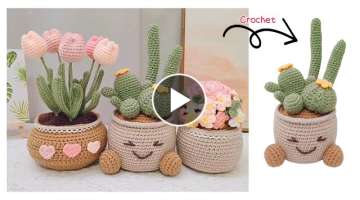 Crochet potted cactus