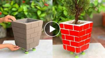 Unique And Creative From Cement - How To Make Beautiful Flowers Pot From Old Foam