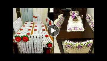 Most Beautiful Clourfull Flower Crochet Table Runnets & Crochet Chair Cover Patterns Part2
