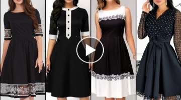 outstanding trendy and unique black and white middi dresses collection for slim girls and women