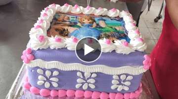 Pastel cuadrado para niña | Torta cuadrado para niñas de la princesa Sofia en papel comestible