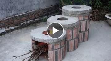 DIY Outdoor Yard Decorations - Building traditional Firewood Stove 3 floors