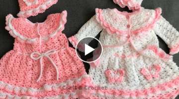 Crochet baby dress/ craft & crochet frock 3601