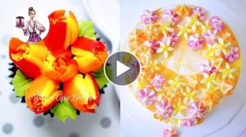 Russian Tips Flowers! Wilton Nozzles! | Swiss Meringue Buttercream Frosting Icing Cream