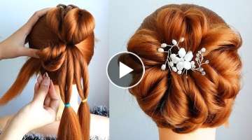 Messy Bun Hairstyle | Flower Bun Hairstyle Step By Step | Hairstyle For Saree