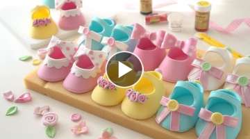 How To Make Fondant Baby Shoes With Bow Cake Topper (Tutorial) 귀여운 폰던 베이비슈즈 �...