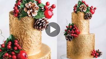 How to Create a Gold Stencil Christmas Cake