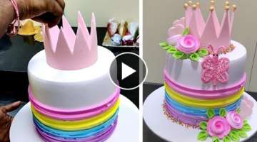 Princess Cake Tutorial | Princess Birth Day Cake | Crown Cake Design