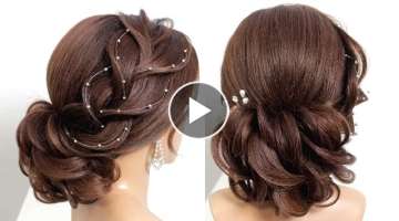 New Bridal Hairstyle For Long Hair || Wedding Prom Updo || Low Bun