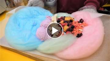 Cotton Candy Ice Crean Fruit Britto - Korean Street Food
