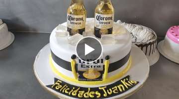 Pastel de cerveza corona feliz cumpleaños | como decorar una torta de cerveza corona