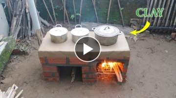 Build a simple wood stove from cement - sand - clay at home