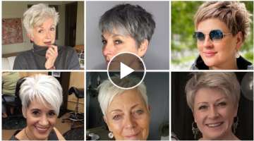 Outstanding Short Hair Hairstyls For Round Face With Amazing Bangs/HairColor Style over 45 #vint...