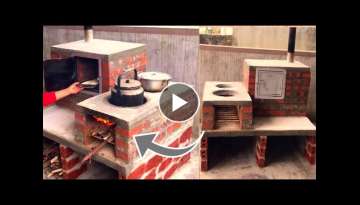 Smoke-free cement stove with 3-in-1 bakery Creative \ Save firewood