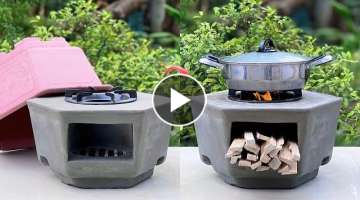 Ideas To Make Wood Stoves From Cement And Plastic Pots - Creative Outdoor Wood Stove