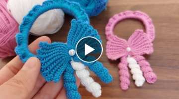 Süper tunisian crochet knitting- Tığ işi tunus işi cok kolay örgü saç tokasi bandana pat...