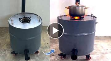 Creative ideas for the perfect wood stove from used drums and brand new cement