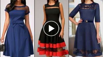 Attractive and Stylish A line Midi Dresses for Working Women's // Knee Length Skater Dress