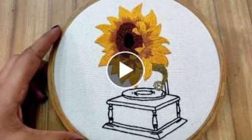 Sunflower embroidery tutorial || Embroidery for beginners || Let's Explore