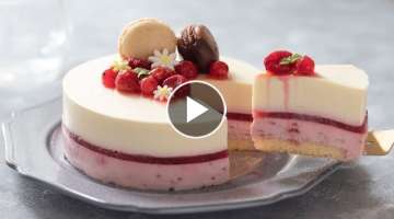 ラズベリー・レアチーズケーキの作り方 No-Bake Raspberry Cheesecake＊Eg...