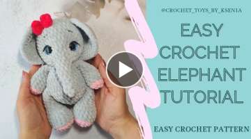 Easy crochet elephant tutorial. Amigurumi animal pattern for beginners. Pattern Ekaterina Chirkov...