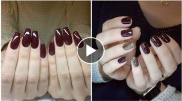 Sexy most beautiful and sexy women hand brgndii color nail polish shayd 2020