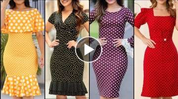 women's daily wear highly demanding Polka dots bodycon dresses designing